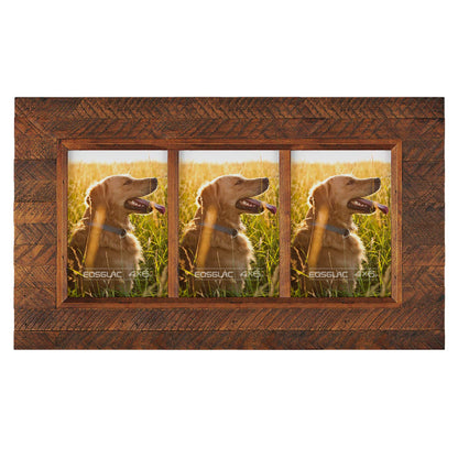 Eosglac Wooden 5x7 inch Picture Frame, Wood Plank Design with Rustic Brown Finish, Wall Mounting or Tabletop Display, Handmade Photo Frame