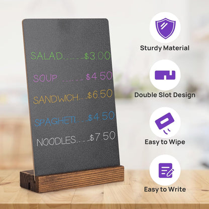 6Pcs Tabletop Chalkboard Sign, 7.8x5 Inch, Double-Sided, Base Stands