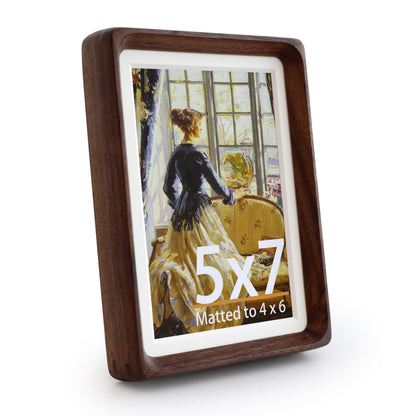 Wooden Picture Frames, 2.5x3.5 Small Polaroid Picture Frame Matted to 2x3 with Plexiglass, Teak Solid Natural Wood Tiny Photo Frame, For TableTop and Wall Mounting