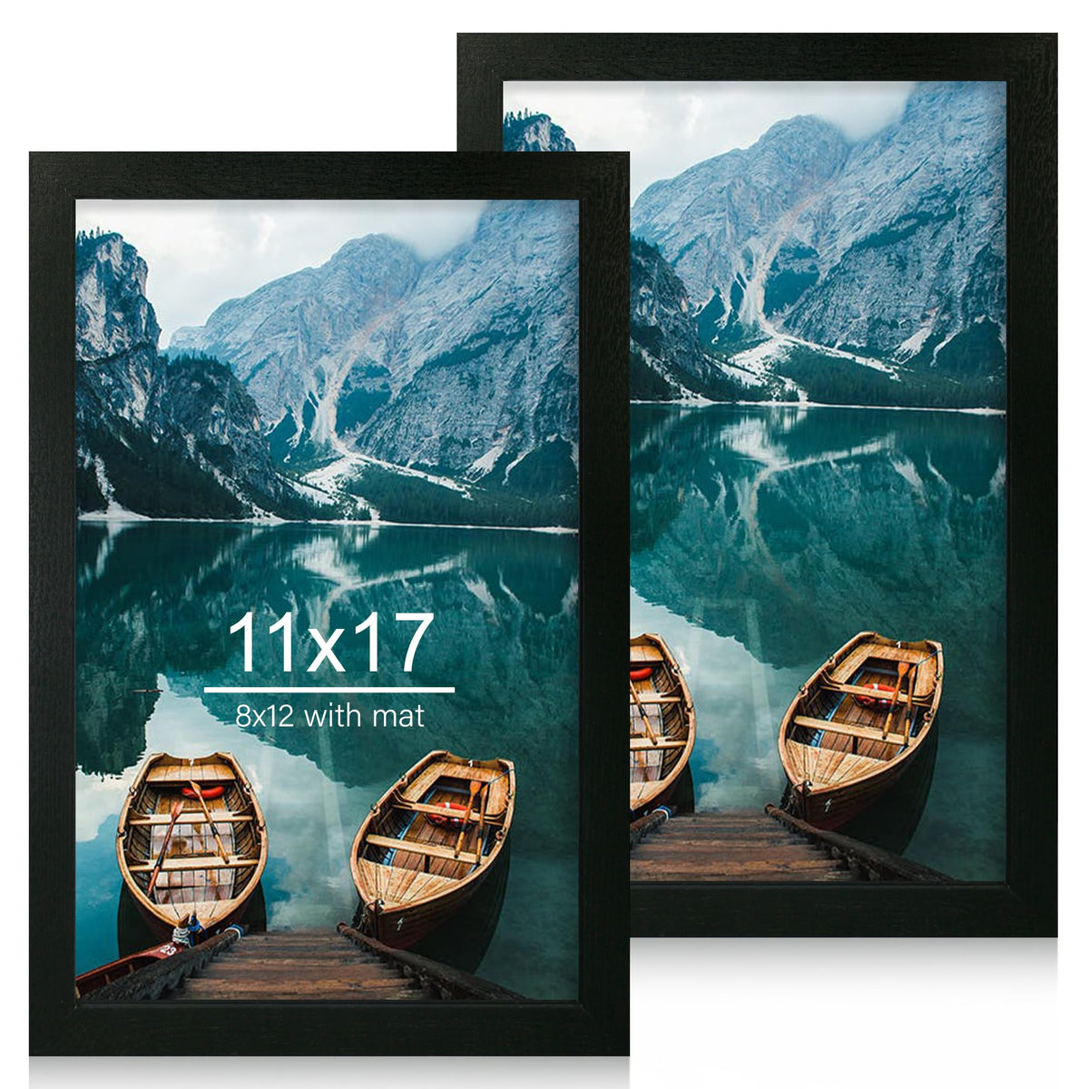 Hongkee 8x11 Picture Frame Set of 2, Real Glass, Rustic Brown Wood Frame
