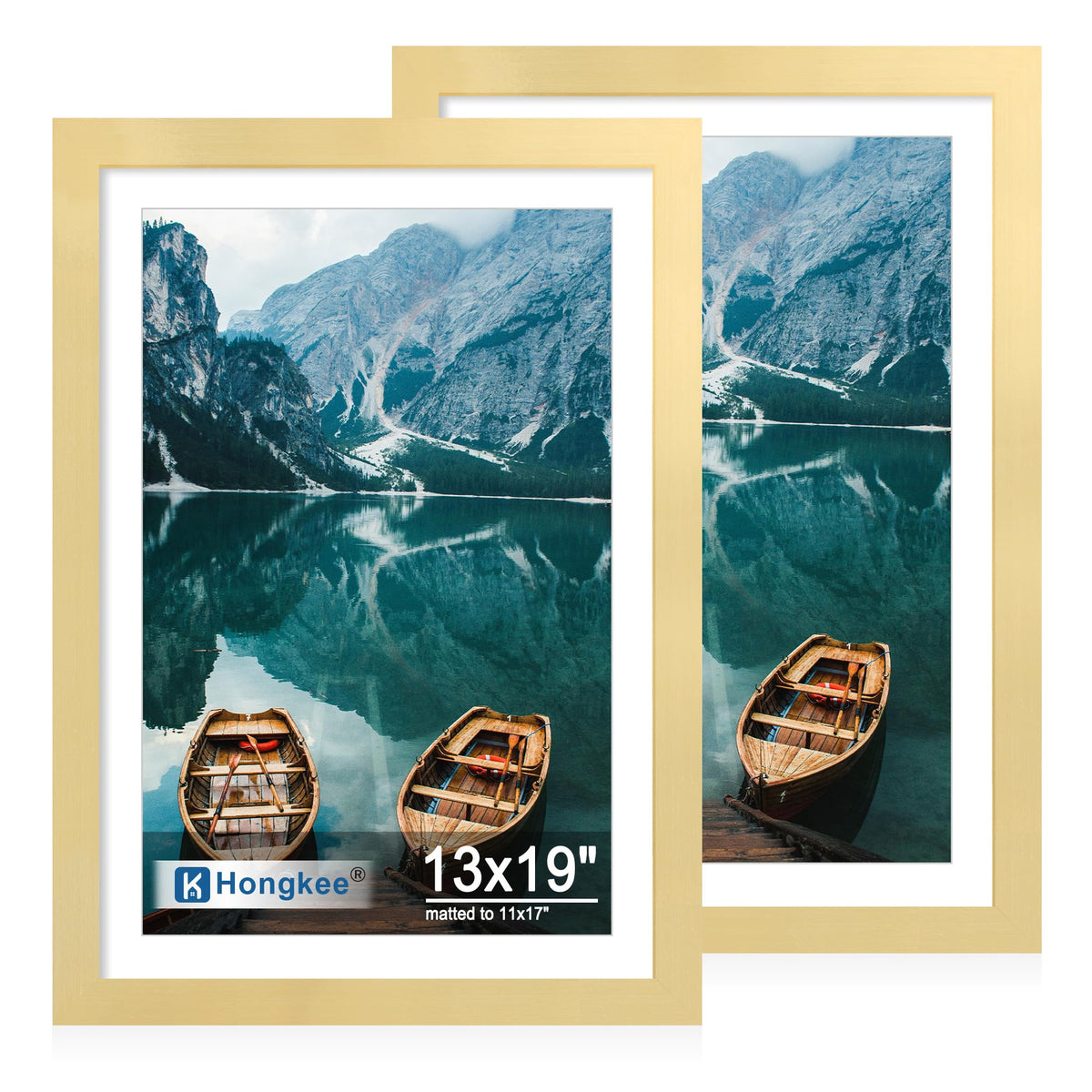Hongkee 8x11 Picture Frame Set of 2, Real Glass, Rustic Brown Wood Frame