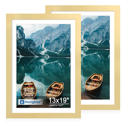 Hongkee 8x11 Picture Frame Set of 2, Real Glass, Rustic Brown Wood Frame