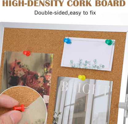2 Pack Cork Board Desk Bulletin Board, Double Sided Pin Small Desk Cork