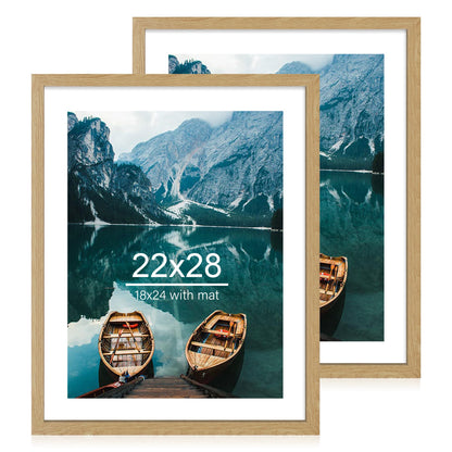 Hongkee 8x11 Picture Frame Set of 2, Real Glass, Rustic Brown Wood Frame