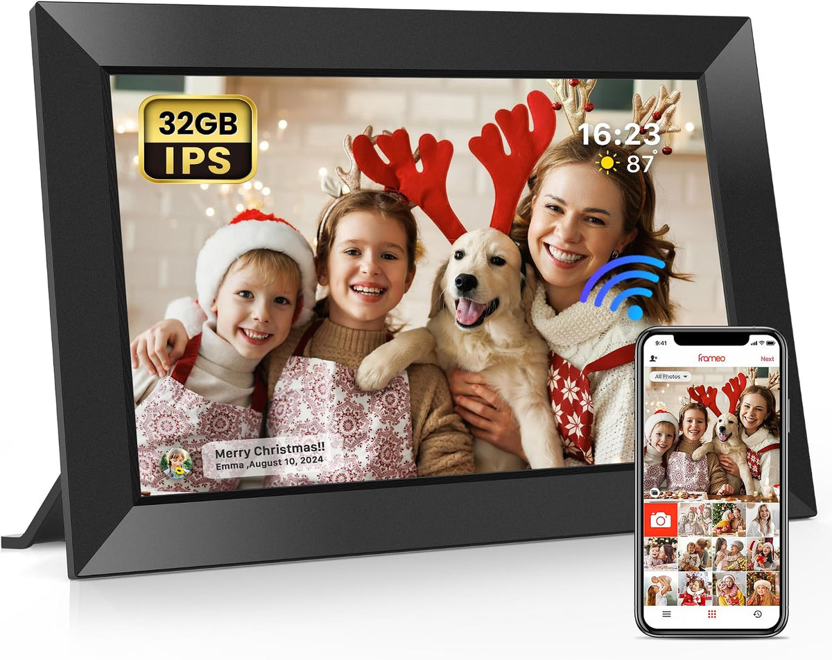 Frameo Digital Picture Frame,10.1" Electronic Photo Frames WiFi, 32GB