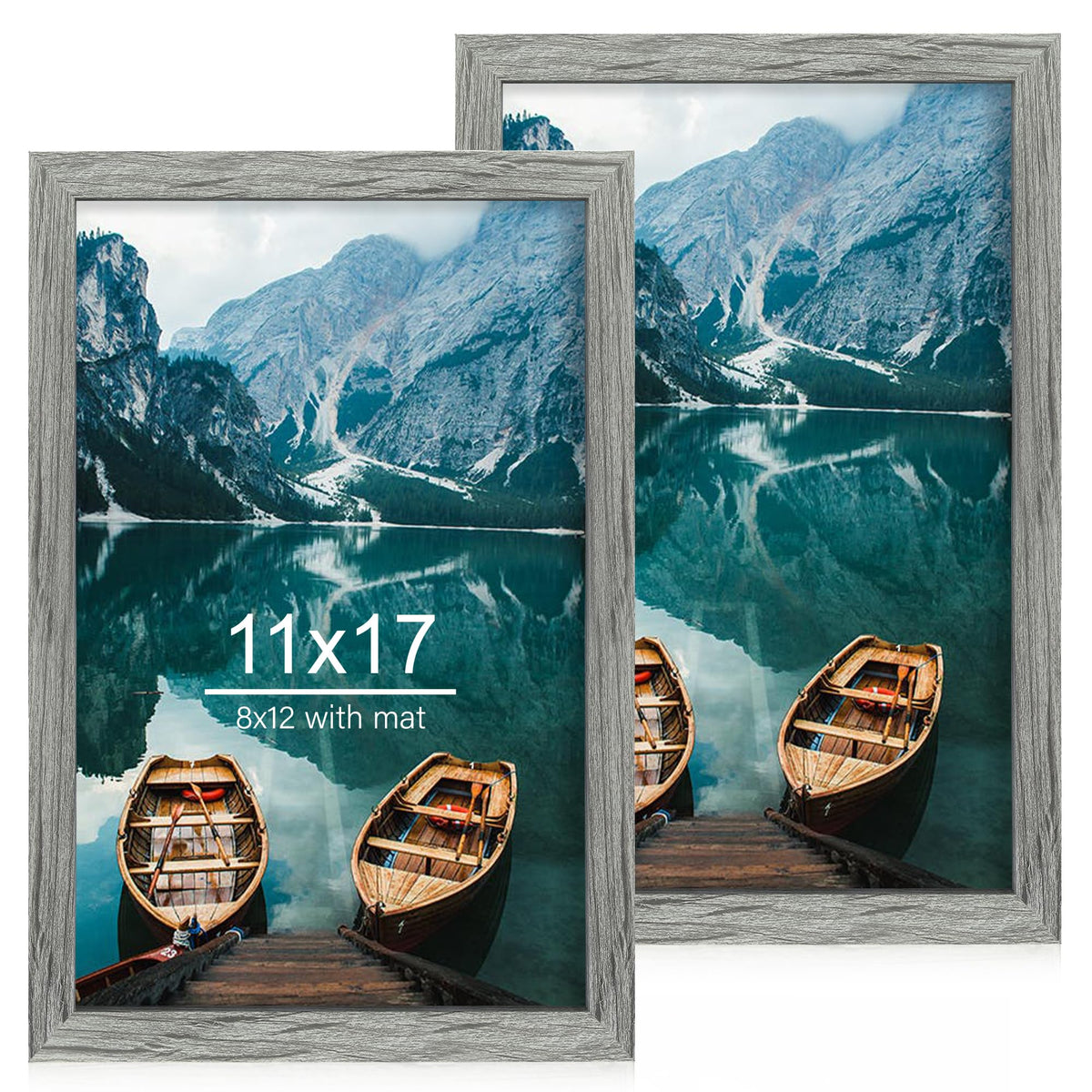 Hongkee 8x11 Picture Frame Set of 2, Real Glass, Rustic Brown Wood Frame