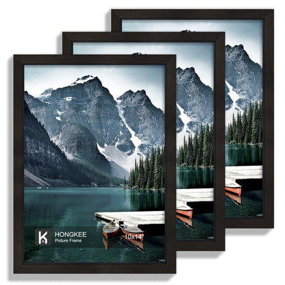 Hongkee 12x12 White Picture Frames Set of 3, Real Glass, Wood Frame,Mat 8x8