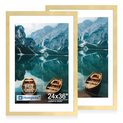 Hongkee 8x11 Picture Frame Set of 2, Real Glass, Rustic Brown Wood Frame
