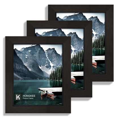 Hongkee 12x12 White Picture Frames Set of 3, Real Glass, Wood Frame,Mat 8x8