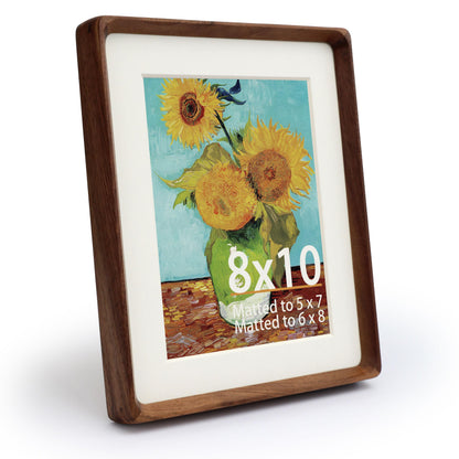 Wooden Picture Frames, 2.5x3.5 Small Polaroid Picture Frame Matted to 2x3 with Plexiglass, Teak Solid Natural Wood Tiny Photo Frame, For TableTop and Wall Mounting