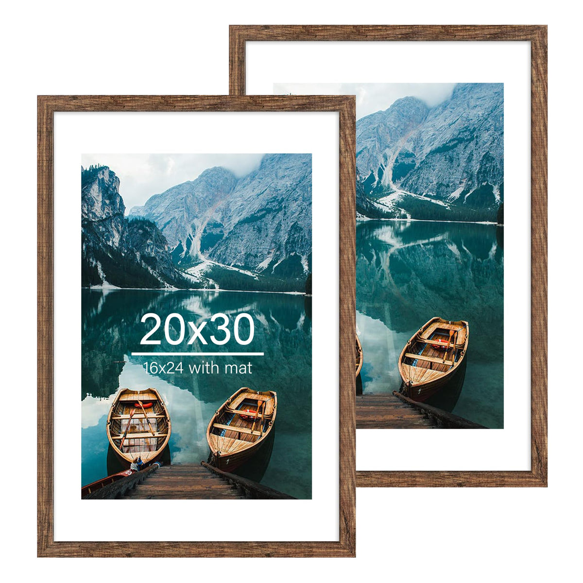 Hongkee 8x11 Picture Frame Set of 2, Real Glass, Rustic Brown Wood Frame