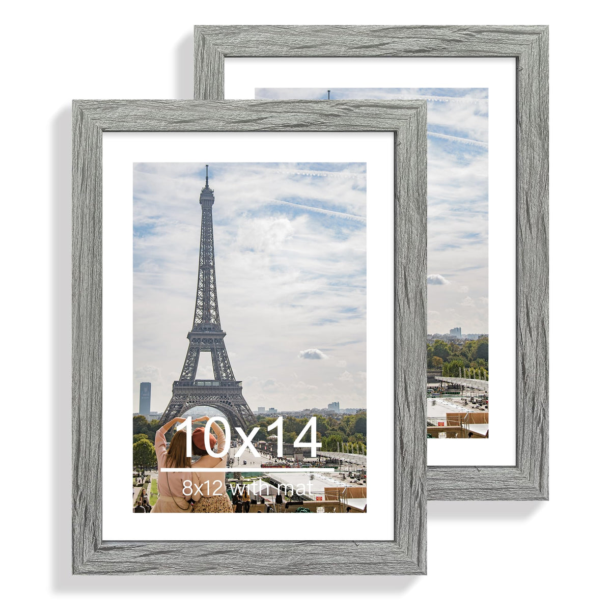 Hongkee 8x11 Picture Frame Set of 2, Real Glass, Rustic Brown Wood Frame