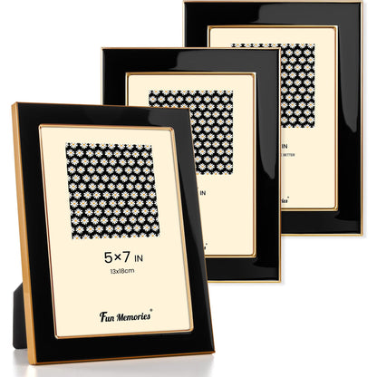 Fun Memories 4x6 Enamel Picture Frame with HD-Tempered Glass, Gold Metal Edge with Easel, Vertical & Horizontal Display, Wall and Tabletop Display Family Photo Gallery (White Enamel,1P)