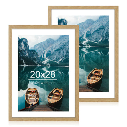 Hongkee 8x11 Picture Frame Set of 2, Real Glass, Rustic Brown Wood Frame