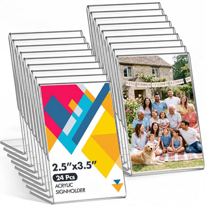 Ctosree 12 Pcs Acrylic L Shape Slant Desktop Photo Frame, 2.5 x 3.5 Inch