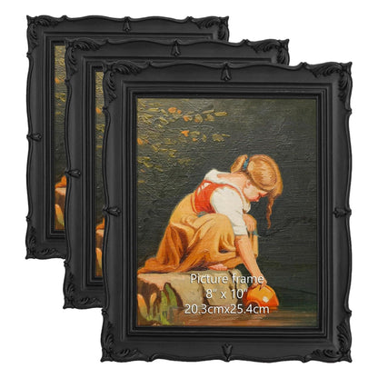 PHAREGE Vintage Picture Frame with Mat for 5x7 Photo, Retro Green Gold