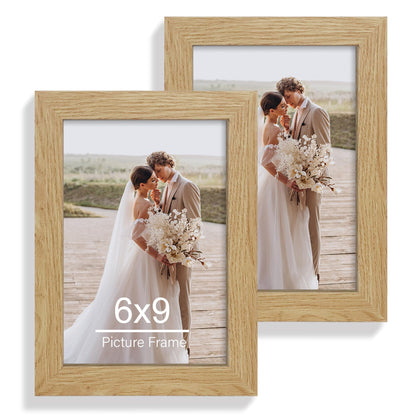 Hongkee 8x11 Picture Frame Set of 2, Real Glass, Rustic Brown Wood Frame