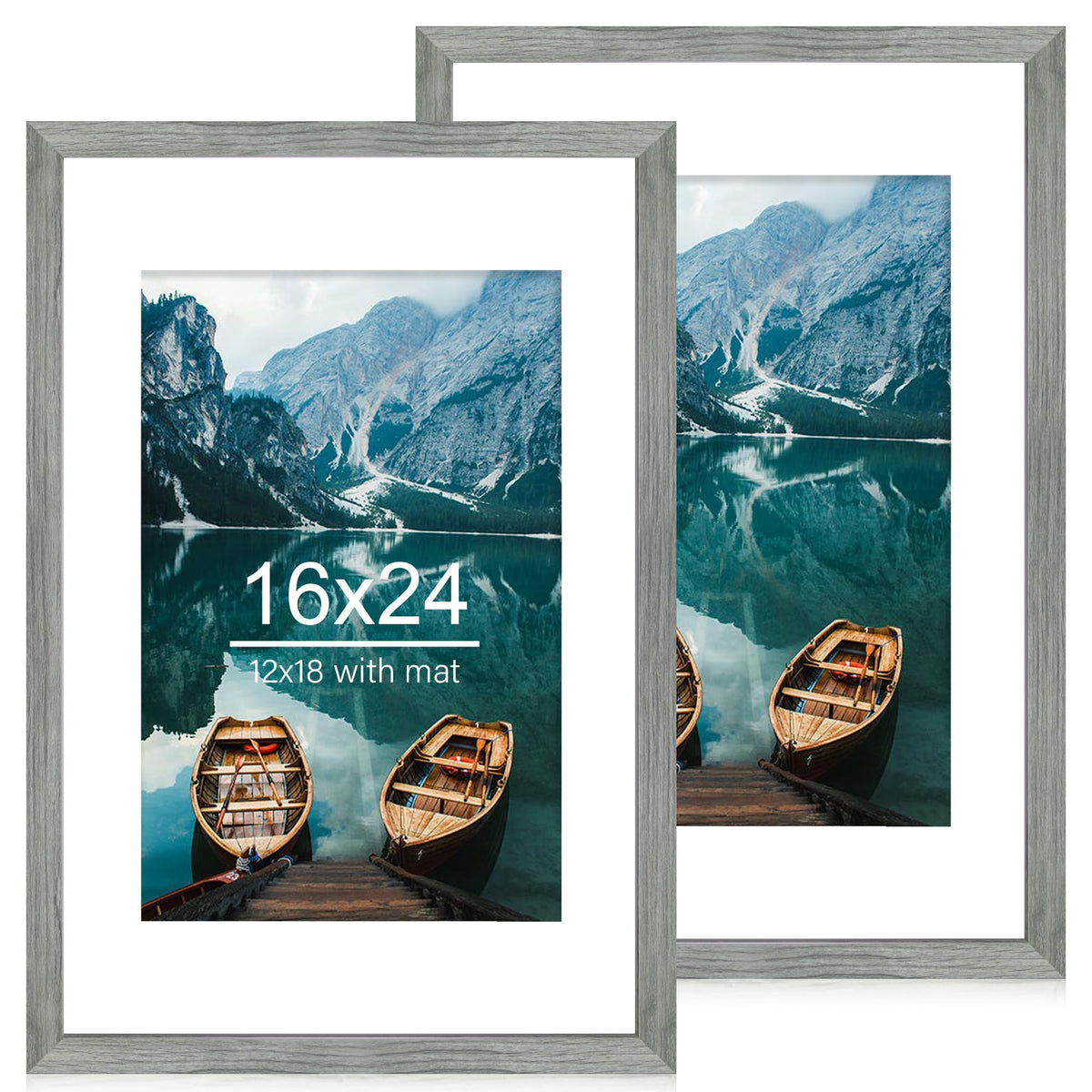 Hongkee 8x11 Picture Frame Set of 2, Real Glass, Rustic Brown Wood Frame