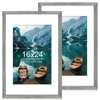 Hongkee 8x11 Picture Frame Set of 2, Real Glass, Rustic Brown Wood Frame