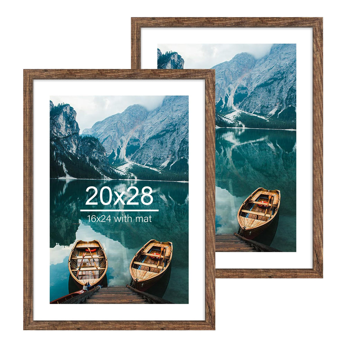 Hongkee 8x11 Picture Frame Set of 2, Real Glass, Rustic Brown Wood Frame