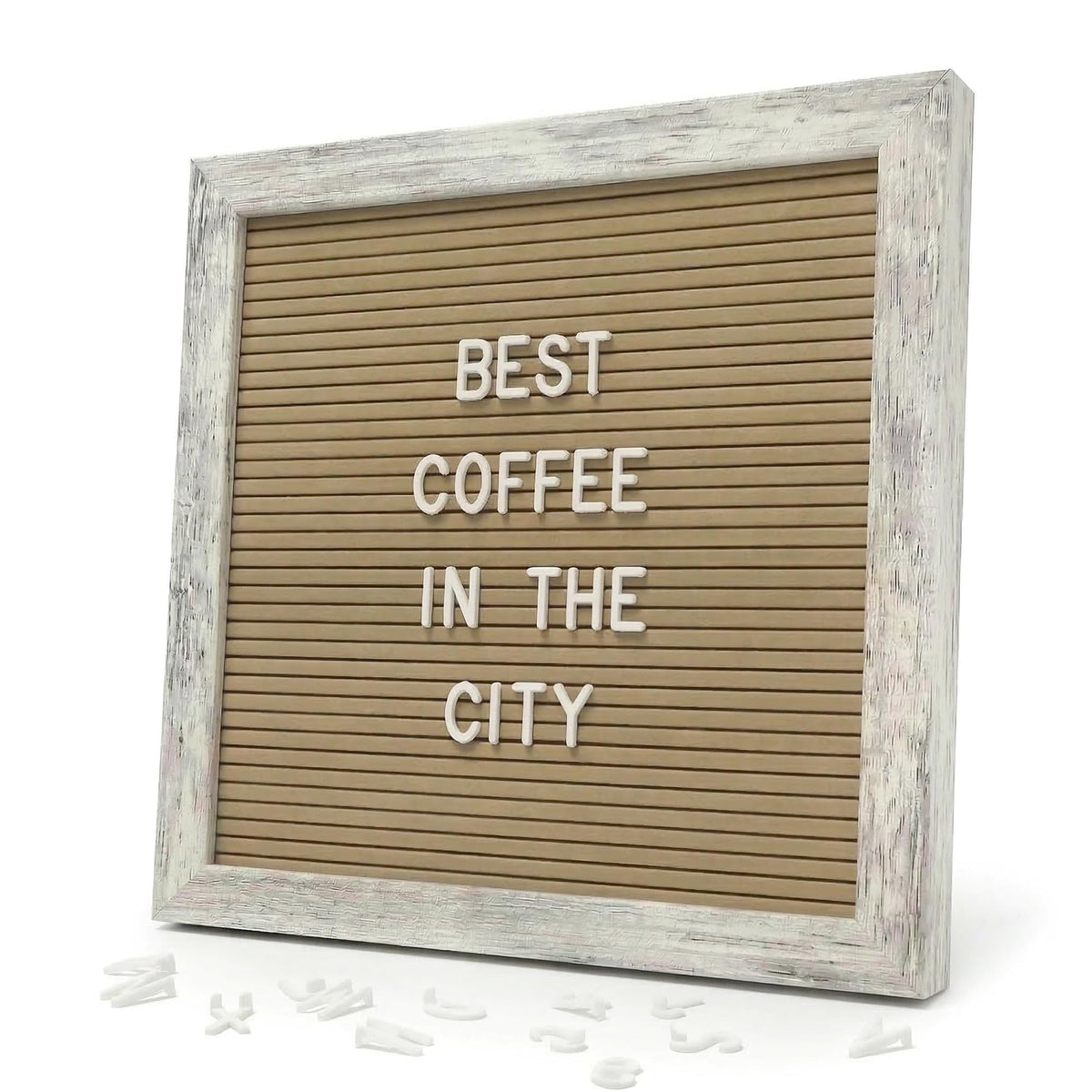 White Felt Letter Board 10x10in, 336 Letters, Wood Frame Message Board