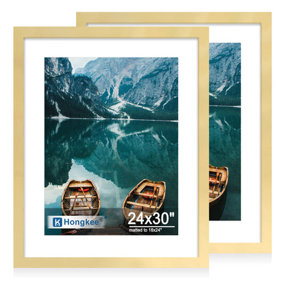 Hongkee 8x11 Picture Frame Set of 2, Real Glass, Rustic Brown Wood Frame