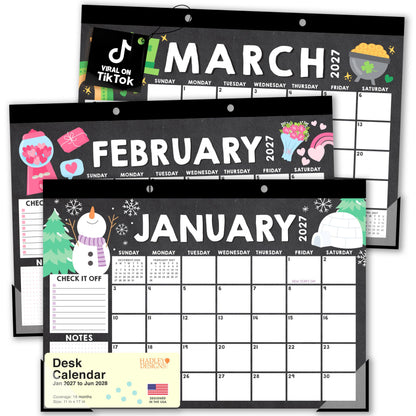 Large Desk Calendar 2026 - Desktop Calendar 2026-2027