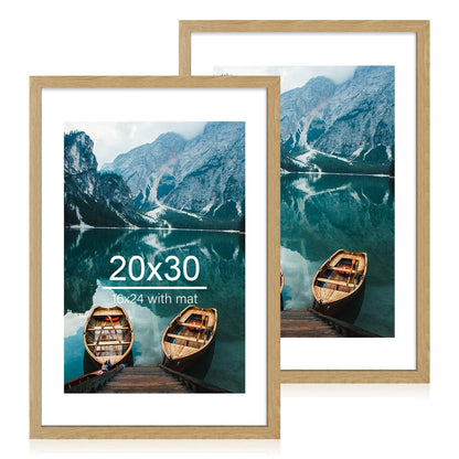 Hongkee 8x11 Picture Frame Set of 2, Real Glass, Rustic Brown Wood Frame