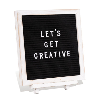 Felt Board With Rustic Vintage Frame and Stand 12x16 Inch,Grey Changeable Message Board Includes 792 Letters, Numbers and Symbols,Hook to Hang, 2 Canvas Bags