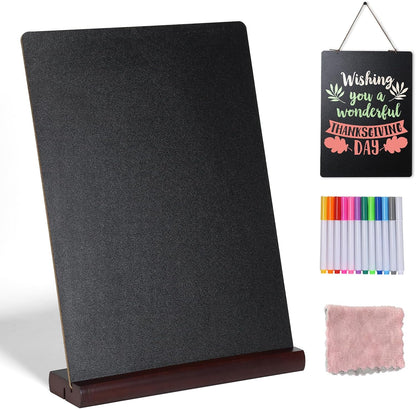11.7x16.5 Inch Tabletop Chalkboard with Wood Base, Menu Chalkboard Stand, Message Board, Bar and Special Event Decorations, Hanging Double-Sided Chalkboards Sign for DIY Home Decoration-Walnut