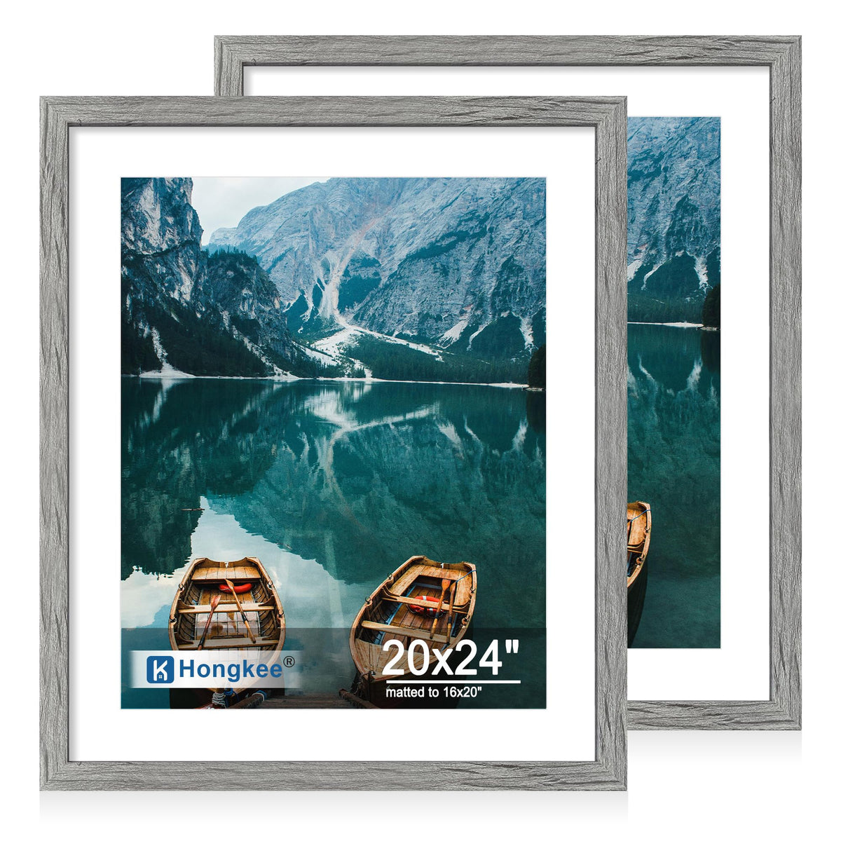Hongkee 8x11 Picture Frame Set of 2, Real Glass, Rustic Brown Wood Frame