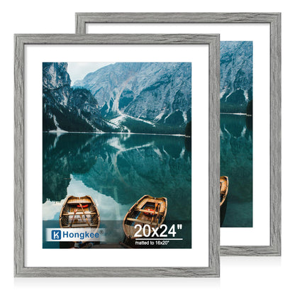 Hongkee 8x11 Picture Frame Set of 2, Real Glass, Rustic Brown Wood Frame