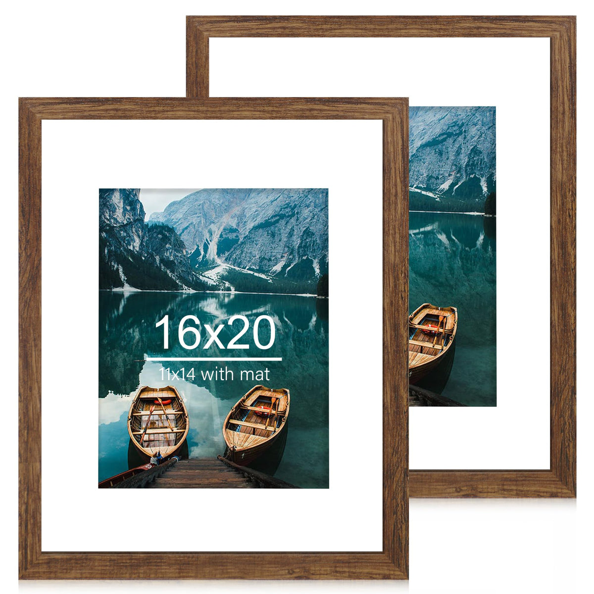 Hongkee 8x11 Picture Frame Set of 2, Real Glass, Rustic Brown Wood Frame
