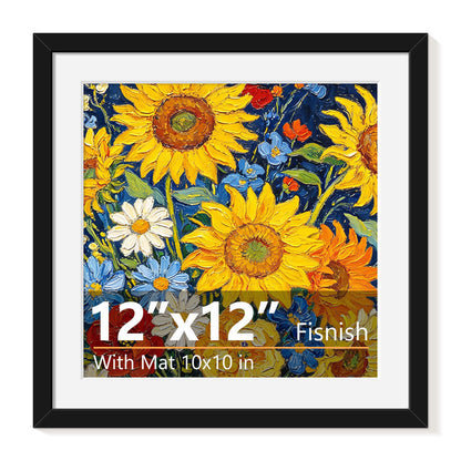 12x12 Picture Frame Sef of 10, for Wall Gallery Decor, Black