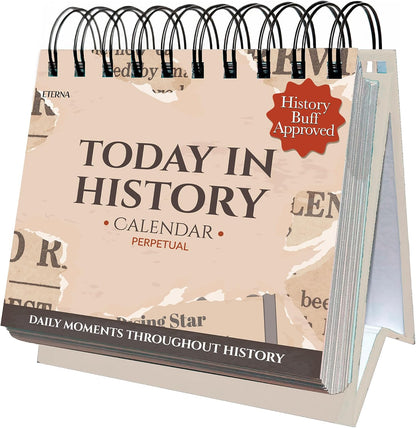 Today in History Perpetual Calendar | Daily World History Facts Desktop Calendar, This Day In Amazing History Trivia Facts & Achievements | History Buff Gift Page A Day Box Calendar with Historical Info For Every Day of The Year