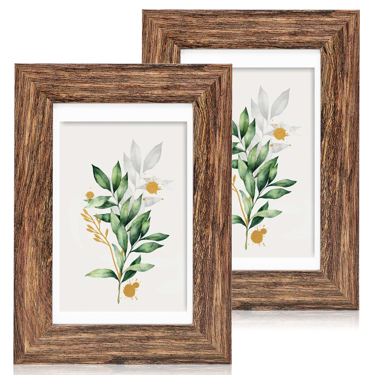 Hongkee 8x11 Picture Frame Set of 2, Real Glass, Rustic Brown Wood Frame