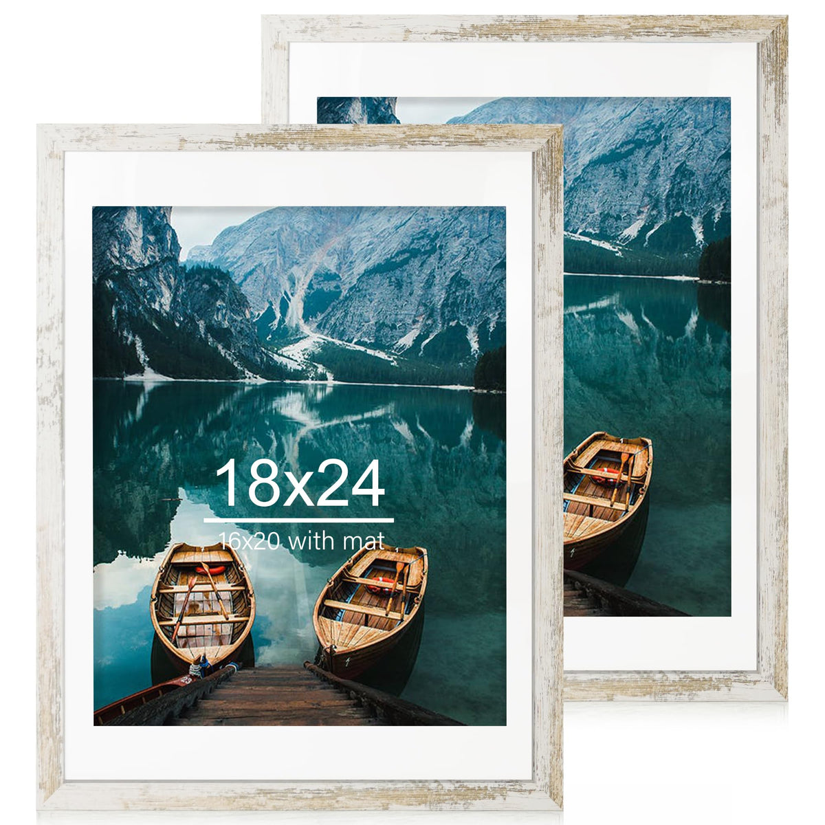 Hongkee 8x11 Picture Frame Set of 2, Real Glass, Rustic Brown Wood Frame