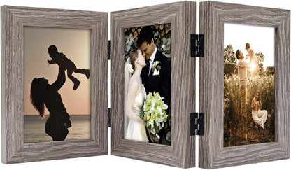 Golden State Art, 5x7 Triple Picture Frame Black- Real Glass, 1 Pack