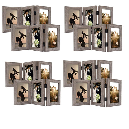Golden State Art, 5x7 Triple Picture Frame Black- Real Glass, 1 Pack