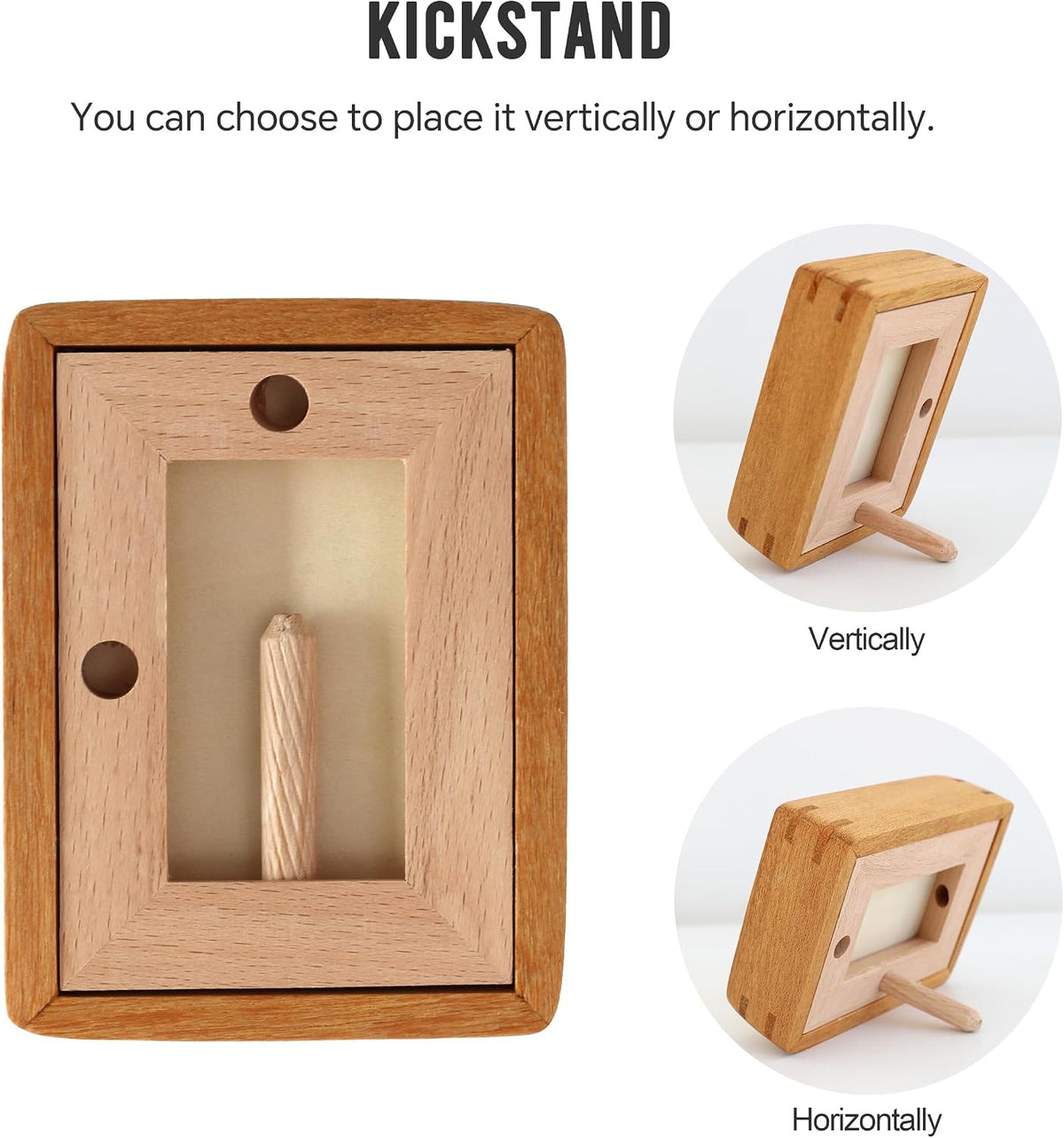 Wooden Picture Frames, 2.5x3.5 Small Polaroid Picture Frame Matted to 2x3 with Plexiglass, Teak Solid Natural Wood Tiny Photo Frame, For TableTop and Wall Mounting