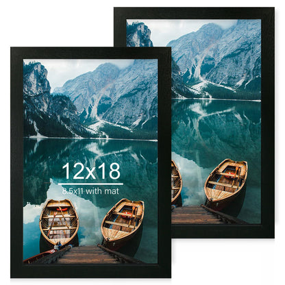 Hongkee 8x11 Picture Frame Set of 2, Real Glass, Rustic Brown Wood Frame