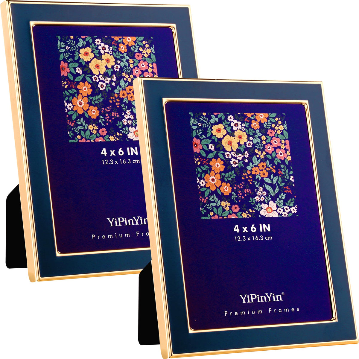 YiPinYin 5x7''Jasper Green Enamel Picture Frames with Gold-Plated Metal Frame Design,HD-Real Glass & Velvet Back,for Countertop,Tabletop Display,Bookshelf,Wall Décor