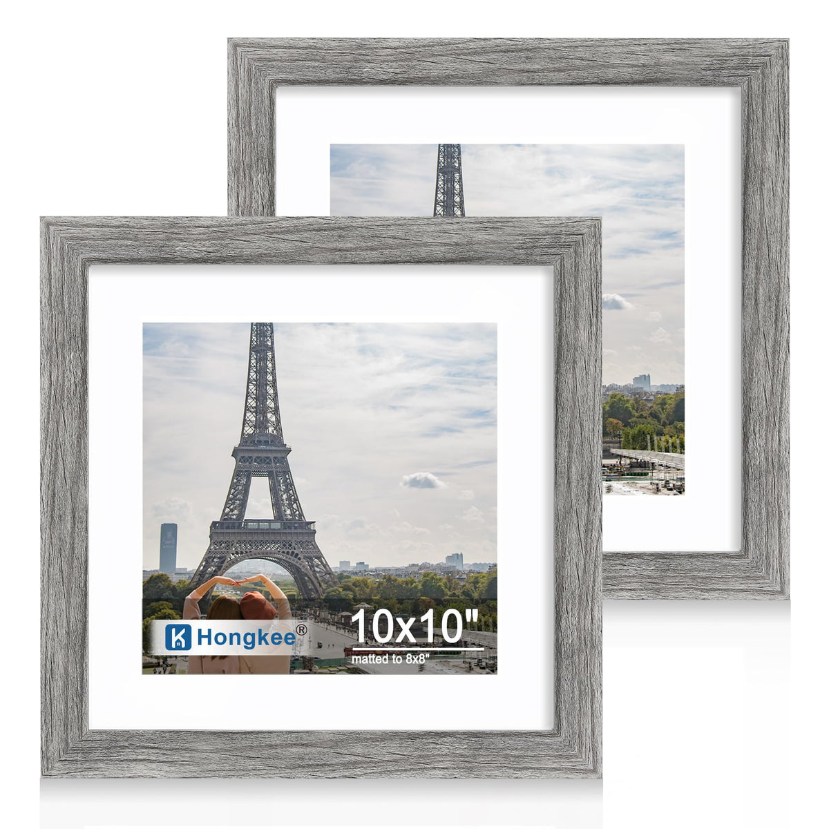Hongkee 8x11 Picture Frame Set of 2, Real Glass, Rustic Brown Wood Frame