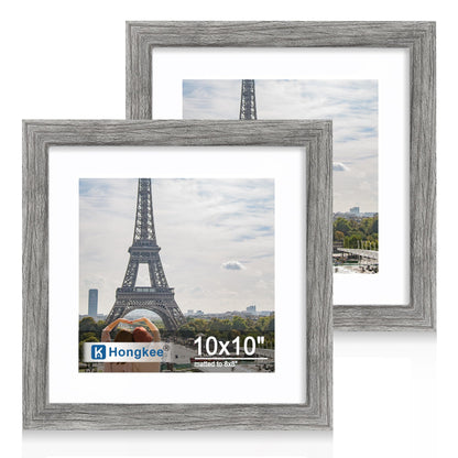 Hongkee 8x11 Picture Frame Set of 2, Real Glass, Rustic Brown Wood Frame