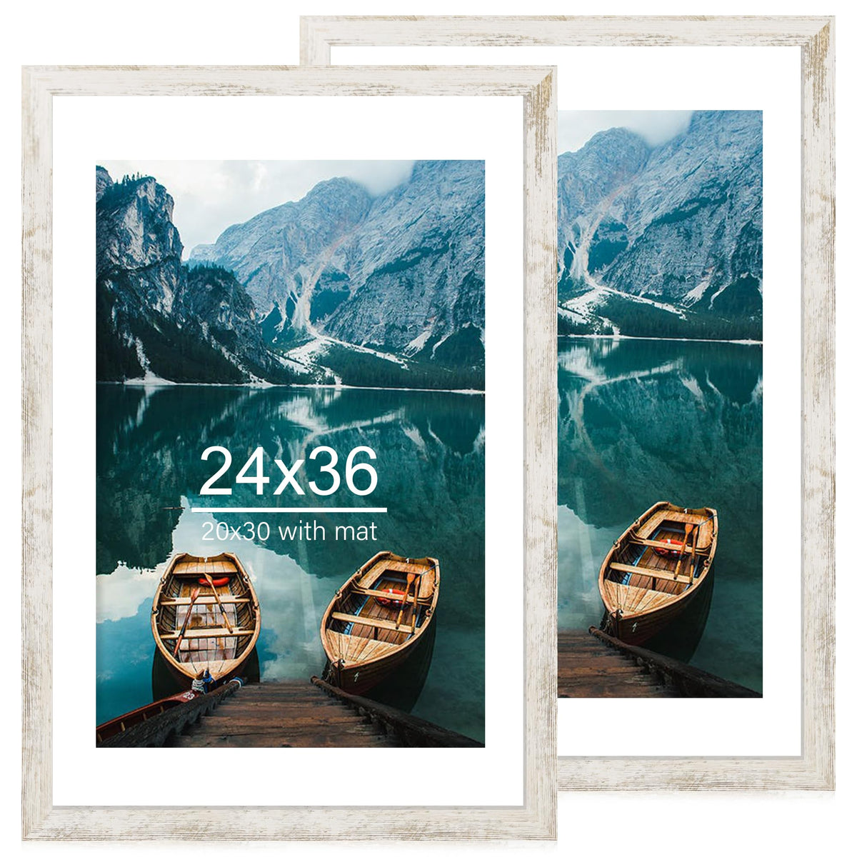Hongkee 8x11 Picture Frame Set of 2, Real Glass, Rustic Brown Wood Frame