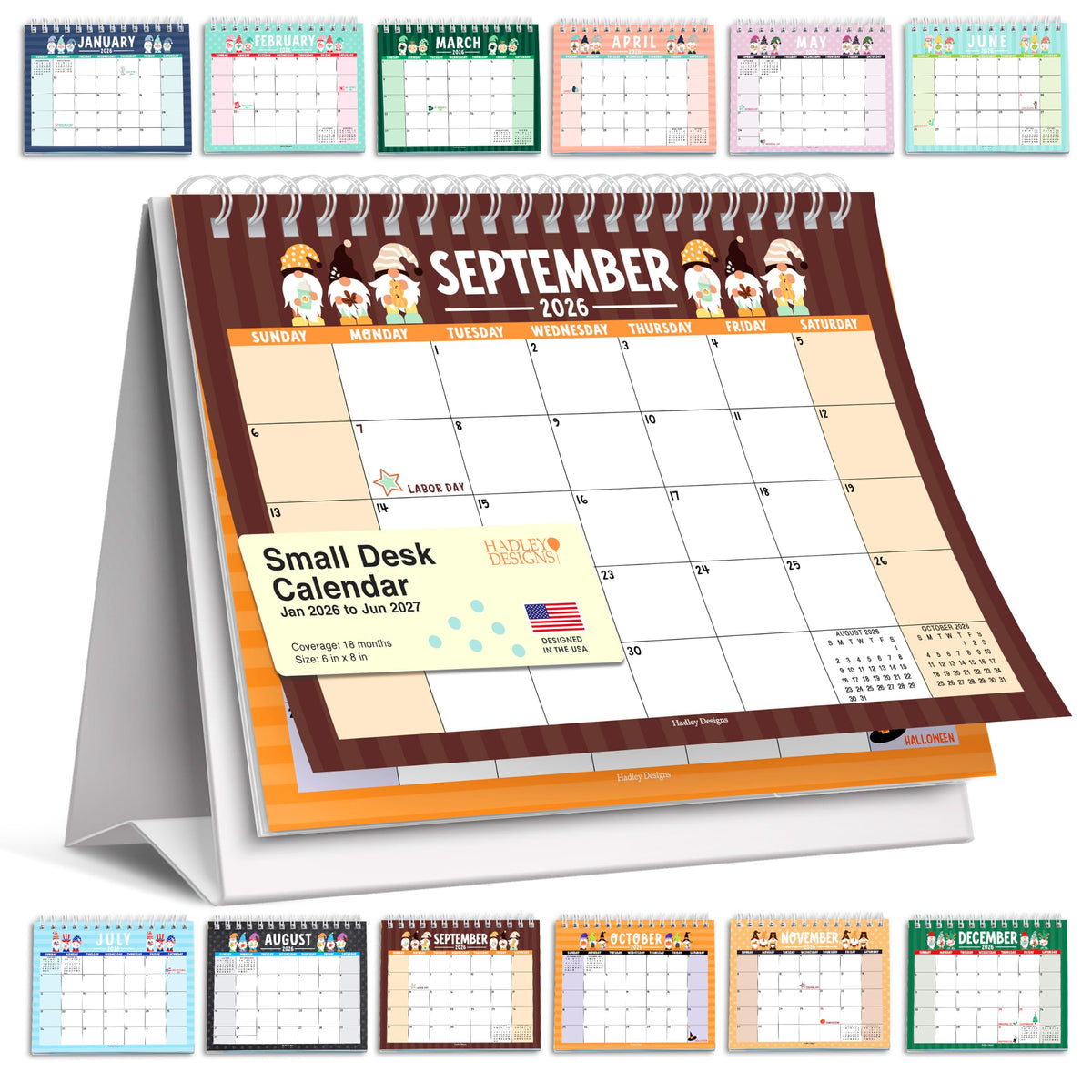 Small Desk Calendar 2026-2027 Standing Flip - 2026 Desk Calendar Small