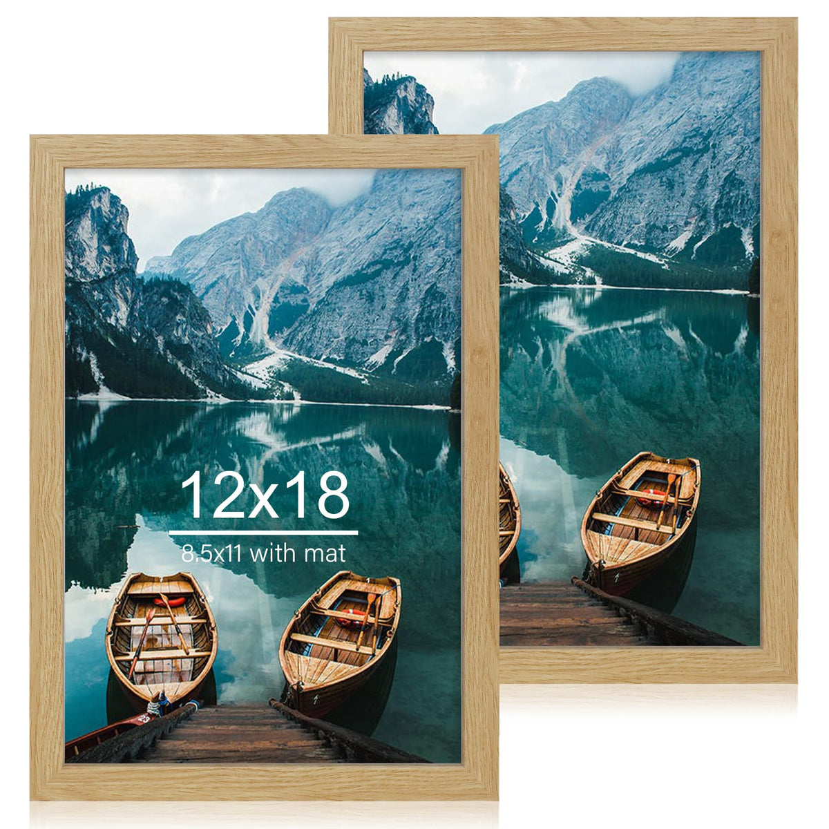 Hongkee 8x11 Picture Frame Set of 2, Real Glass, Rustic Brown Wood Frame