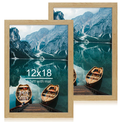 Hongkee 8x11 Picture Frame Set of 2, Real Glass, Rustic Brown Wood Frame