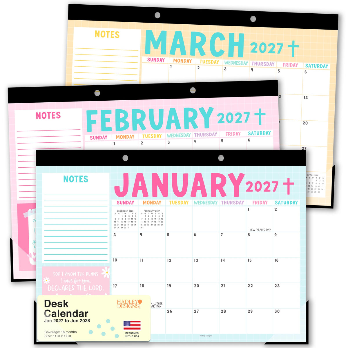 Large Desk Calendar 2026 - Desktop Calendar 2026-2027