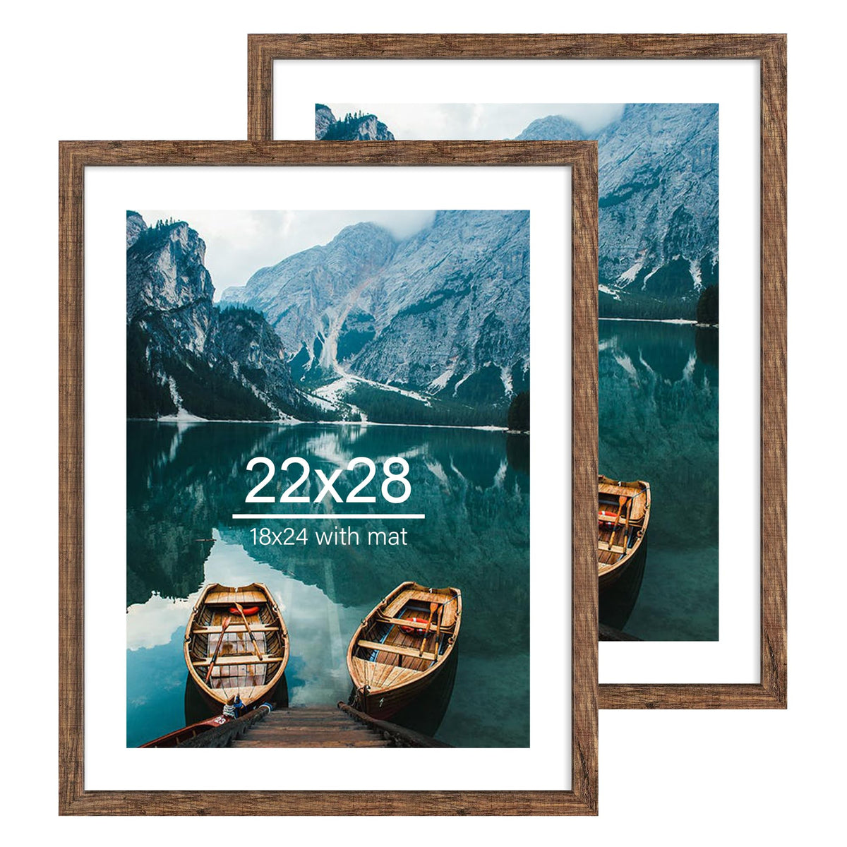 Hongkee 8x11 Picture Frame Set of 2, Real Glass, Rustic Brown Wood Frame